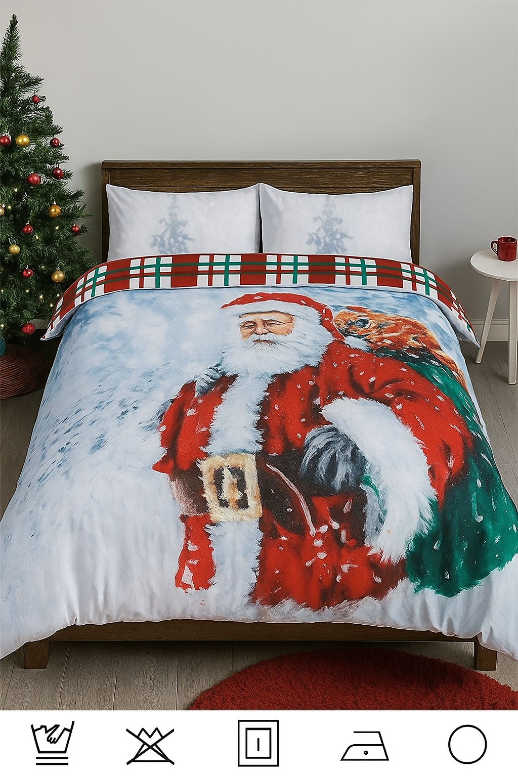 3D Christmas Father Santa Duvet Cover Set Presents Two Pillow Case and Quilt Bedding Set