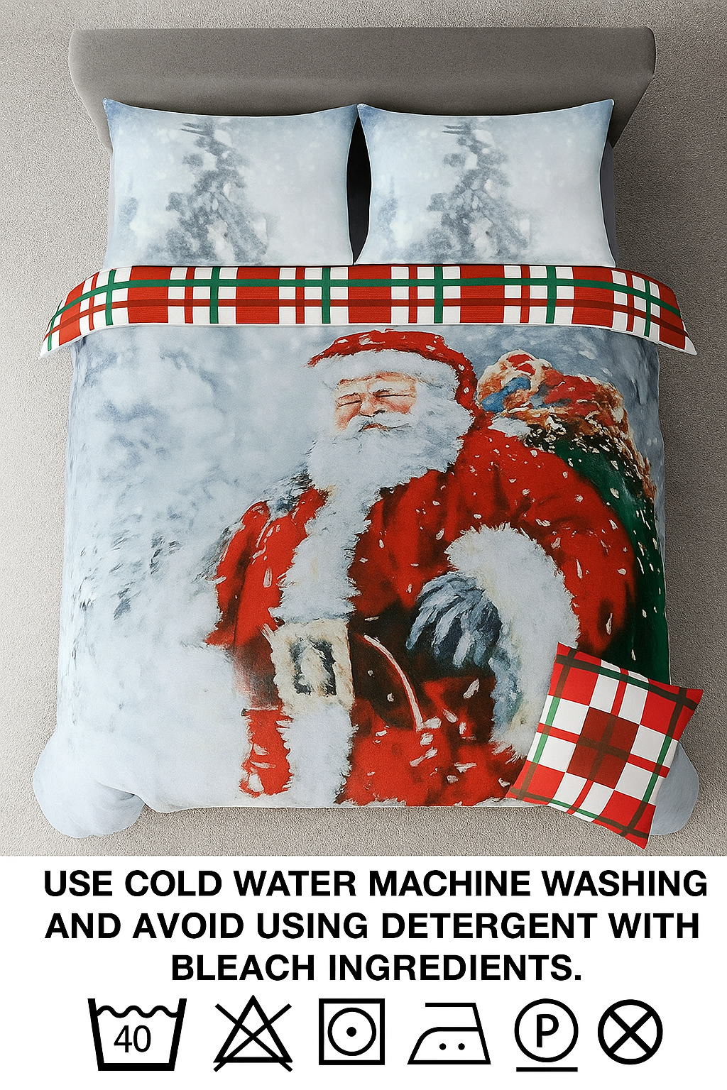 3D Christmas Father Santa Duvet Cover Set Presents Two Pillow Case and Quilt Bedding Set