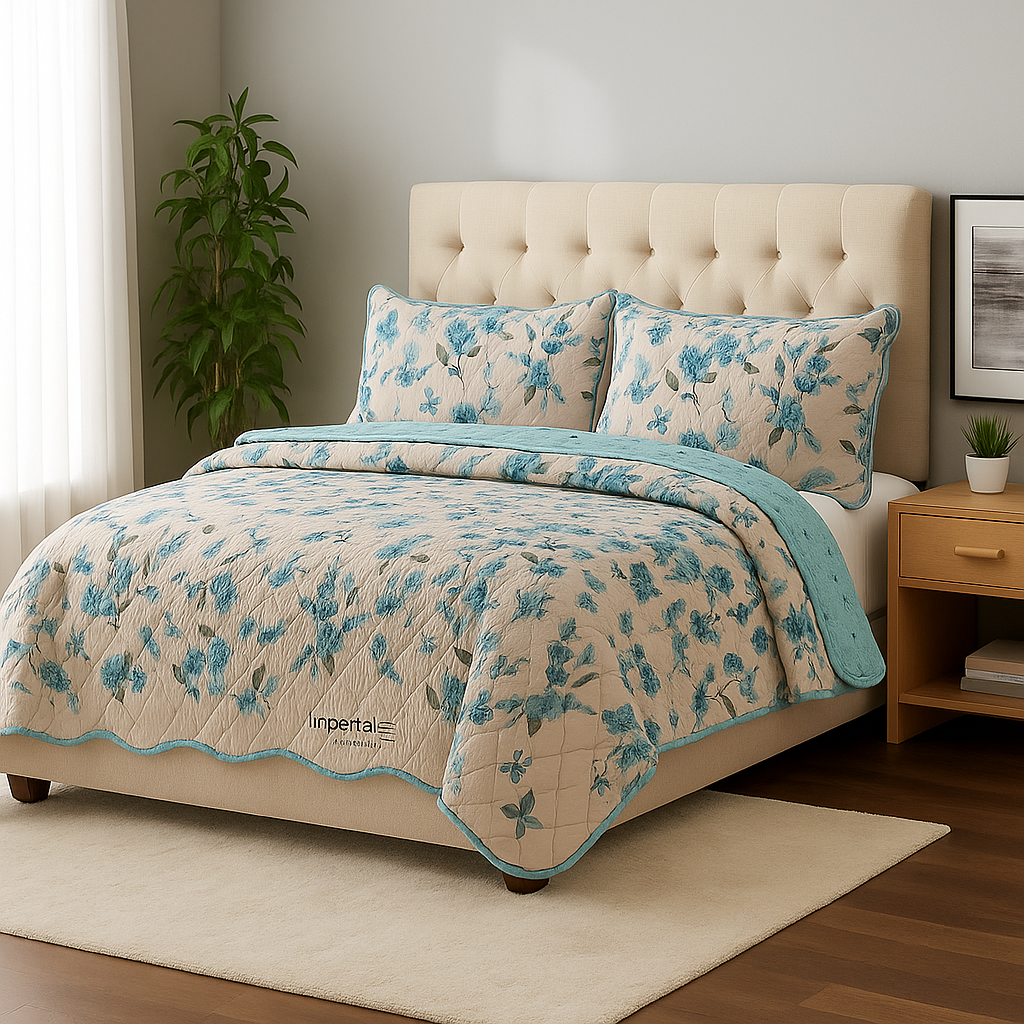 3 Pcs Quilted Bedspread Embossed Comforter Set