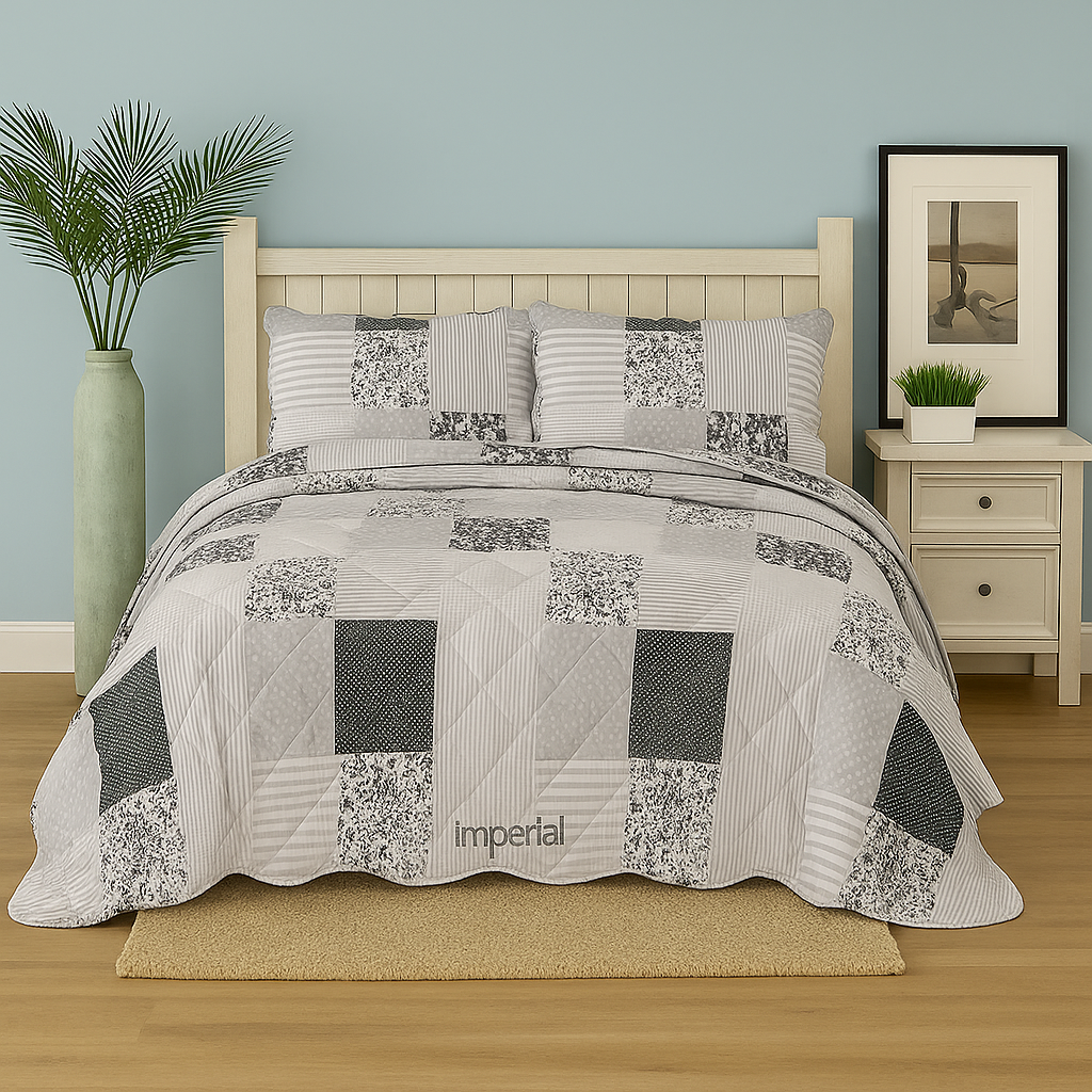 3 Pcs Quilted Bedspread Embossed Comforter Set