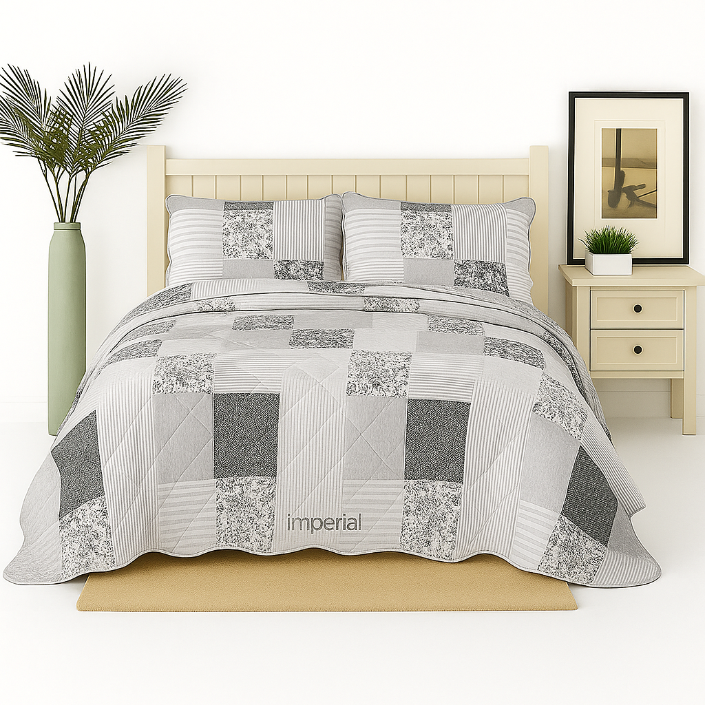 3 Pcs Quilted Bedspread Embossed Comforter Set