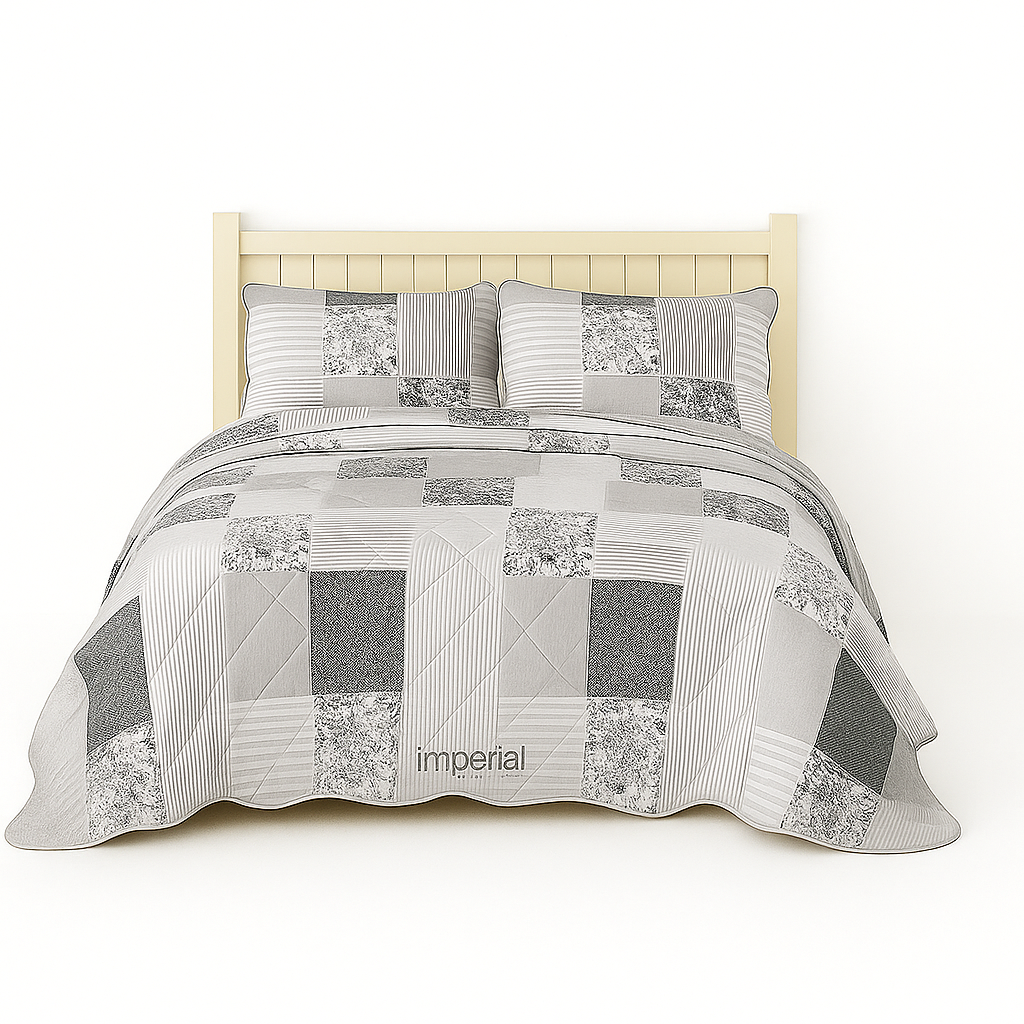 3 Pcs Quilted Bedspread Embossed Comforter Set