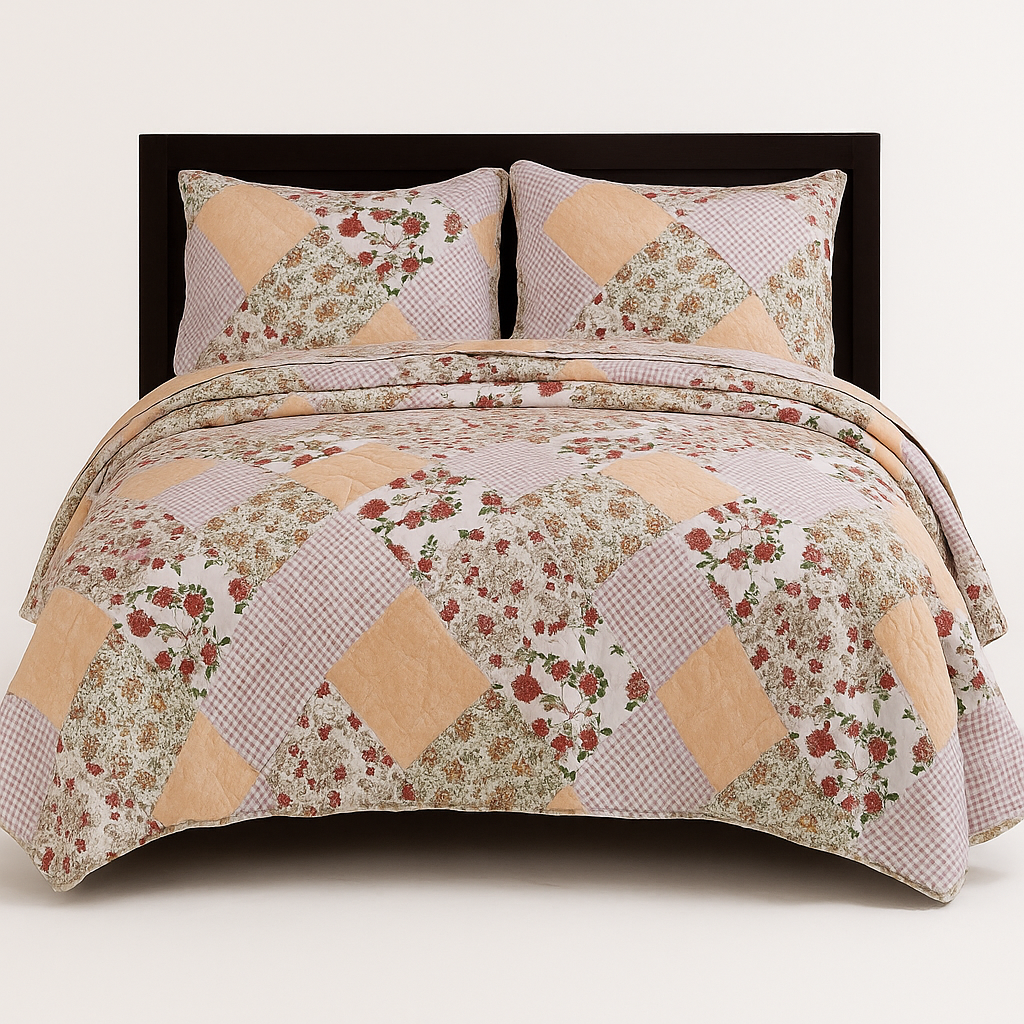 3 Pcs Quilted Bedspread Embossed Comforter Set