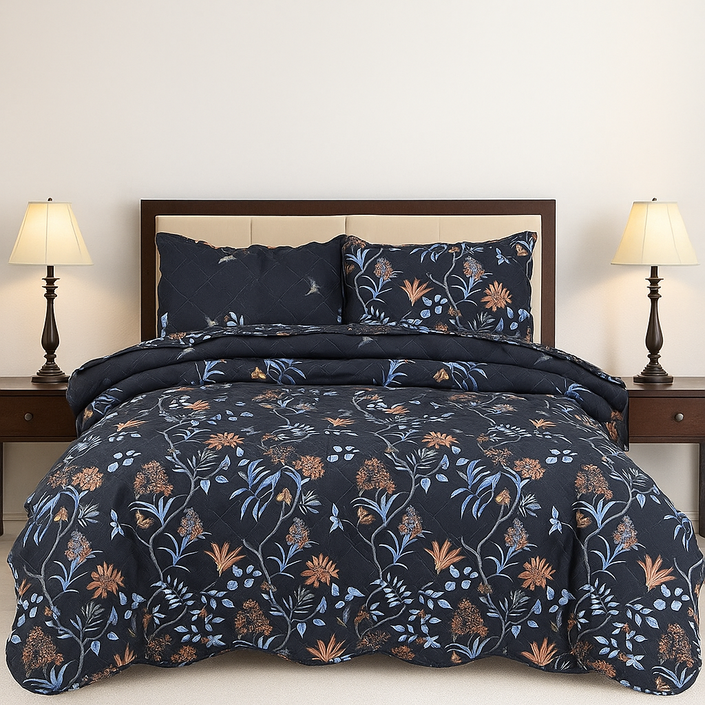 3 Pcs Quilted Bedspread Embossed Comforter Set