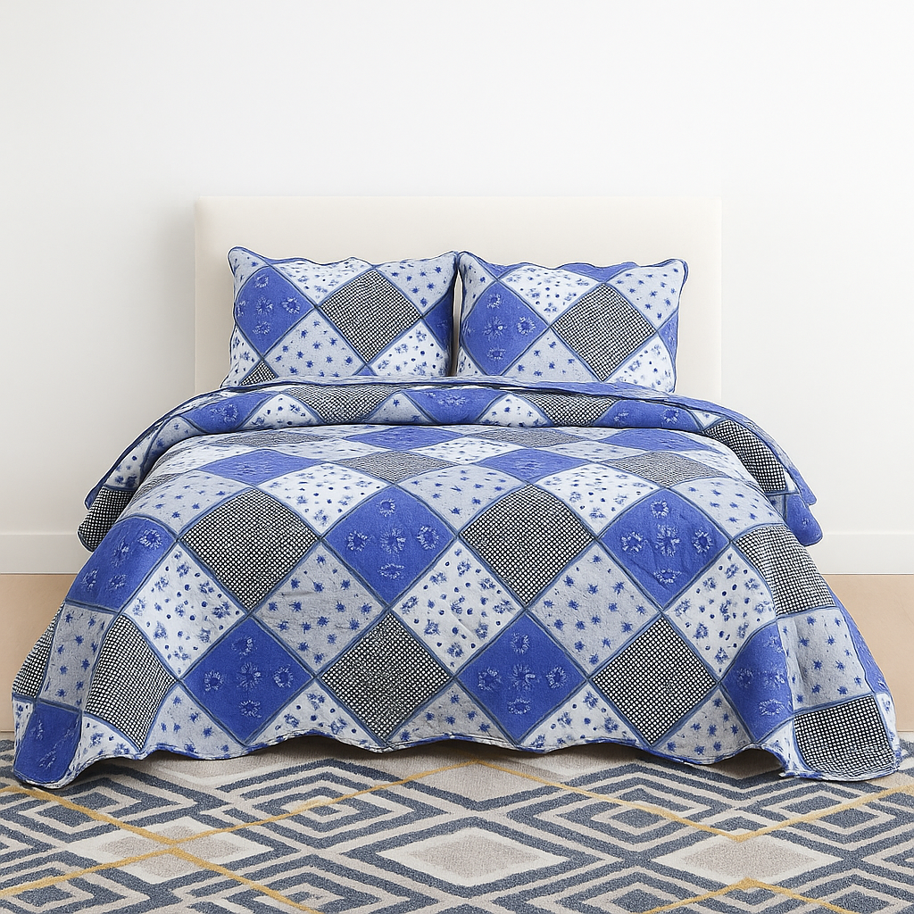 3 Pcs Quilted Bedspread Embossed Comforter Set