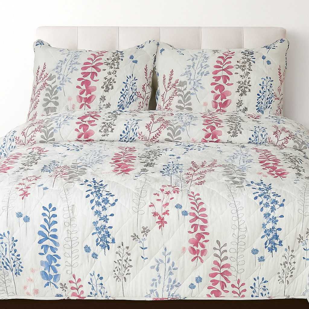 3 Pcs Quilted Bedspread Embossed Comforter Set