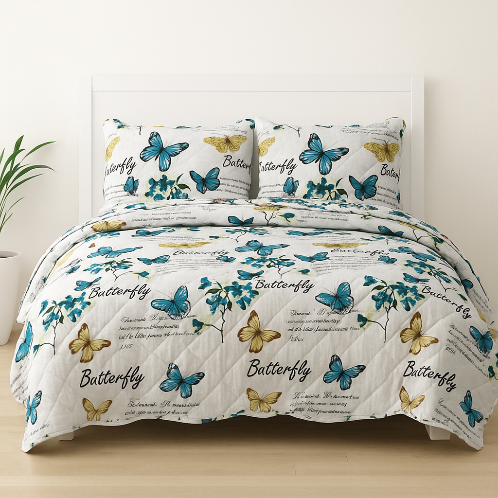 3 Pcs Quilted Bedspread Embossed Comforter Set