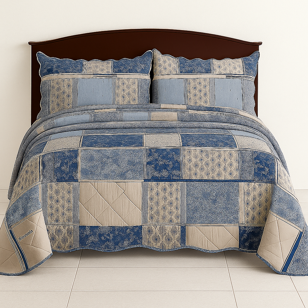 3 Pcs Quilted Bedspread Embossed Comforter Set