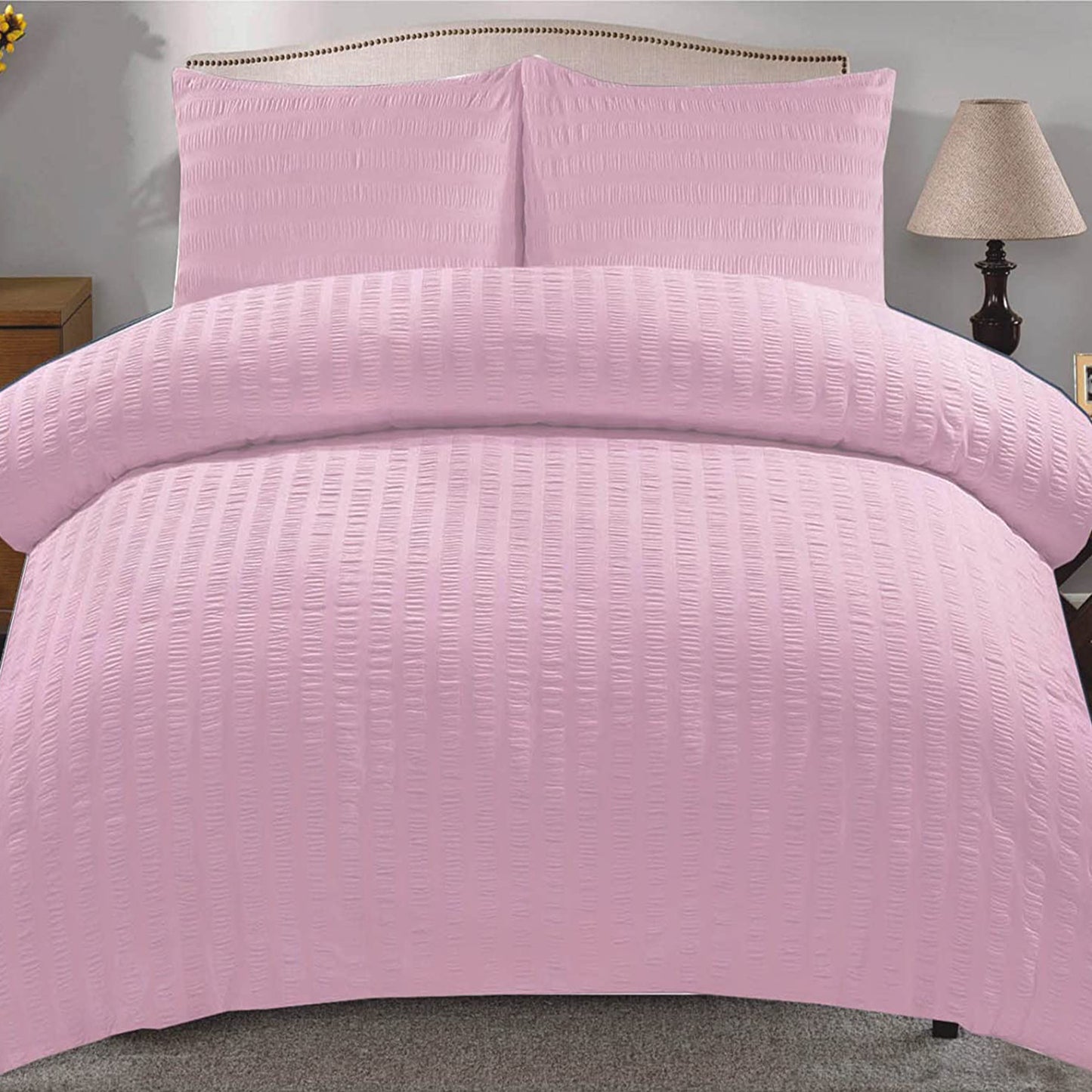 Luxury Textured Seersucker Soft Breathable Rich Cotton Duvet Cover & Pillow Case