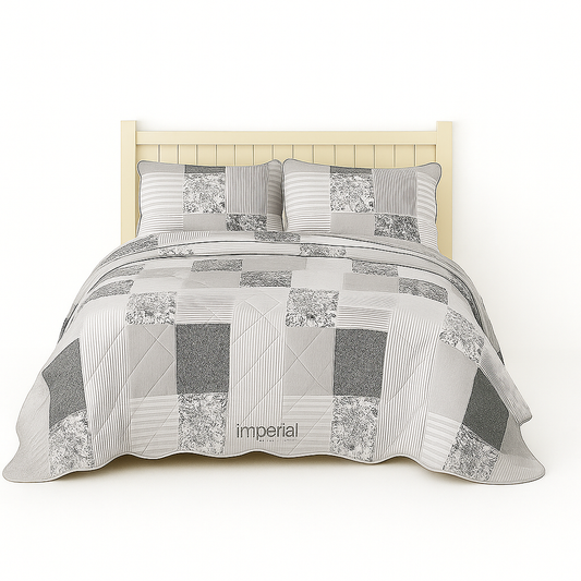 3 Pcs Quilted Bedspread Embossed Comforter Set