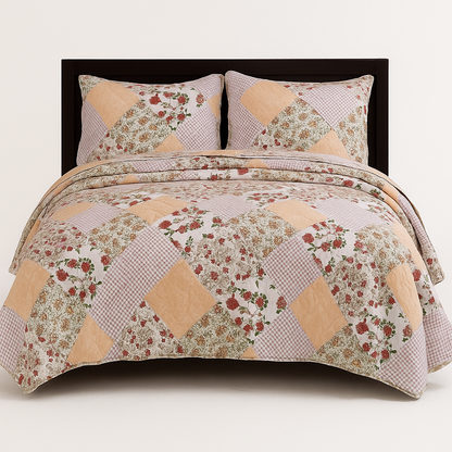 3 Pcs Quilted Bedspread Embossed Comforter Set