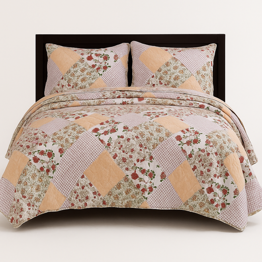 3 Pcs Quilted Bedspread Embossed Comforter Set