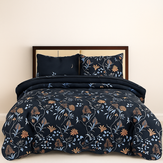 3 Pcs Quilted Bedspread Embossed Comforter Set