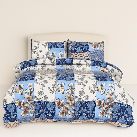 3 Pcs Quilted Bedspread Embossed Comforter Set