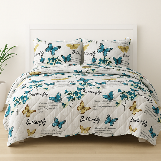 3 Pcs Quilted Bedspread Embossed Comforter Set