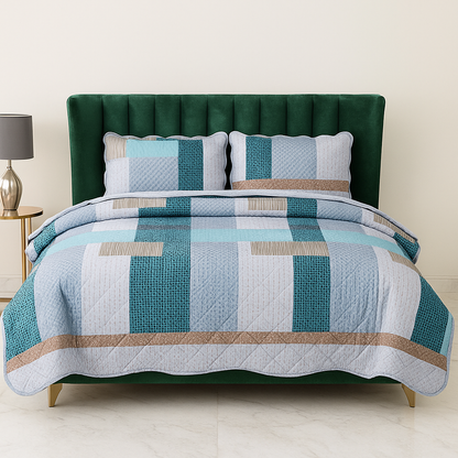 3 Pcs Quilted Bedspread Embossed Comforter Set