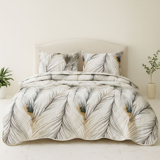 3 Pcs Quilted Bedspread Embossed Comforter Set