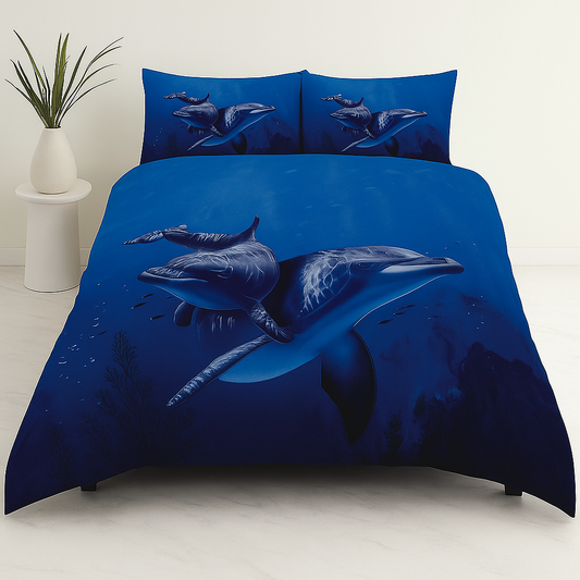 3D Dophin Print Duvet Set Cover & Pillow Cases