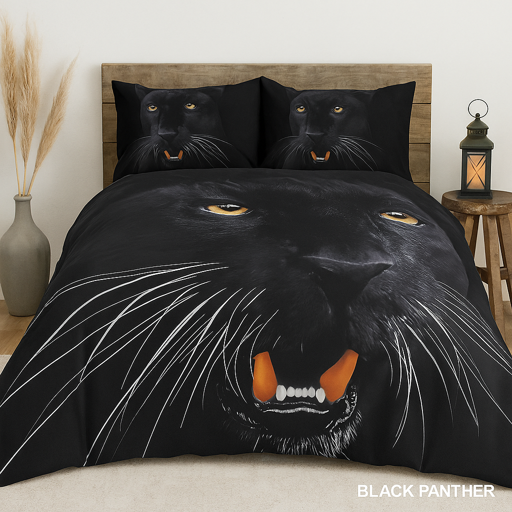 3D Black Panther Print Duvet Set Cover & Pillow Cases
