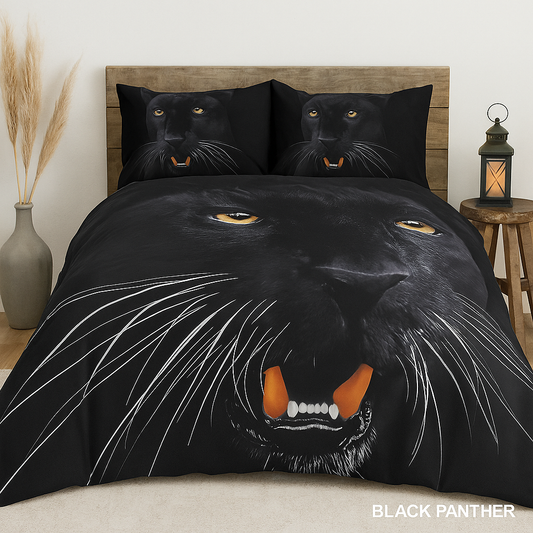 3D Black Panther Print Duvet Set Cover & Pillow Cases