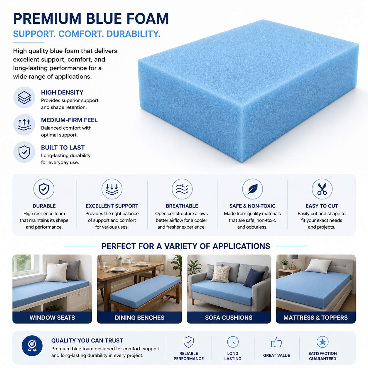 Square Foam for Chair Seats | DIY Upholstery | Luxe & Komfort