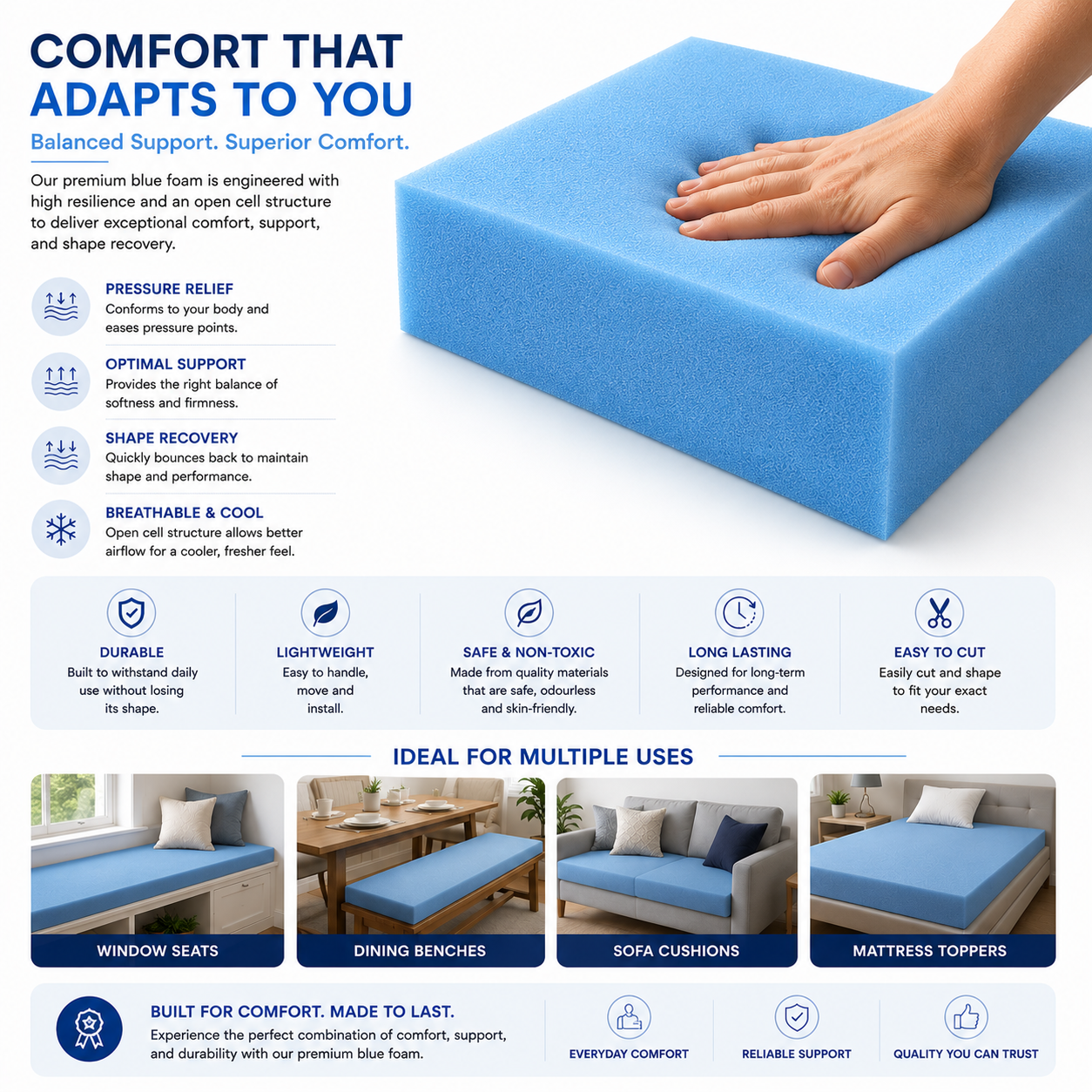 Square Foam for Chair Seats | DIY Upholstery | Luxe & Komfort