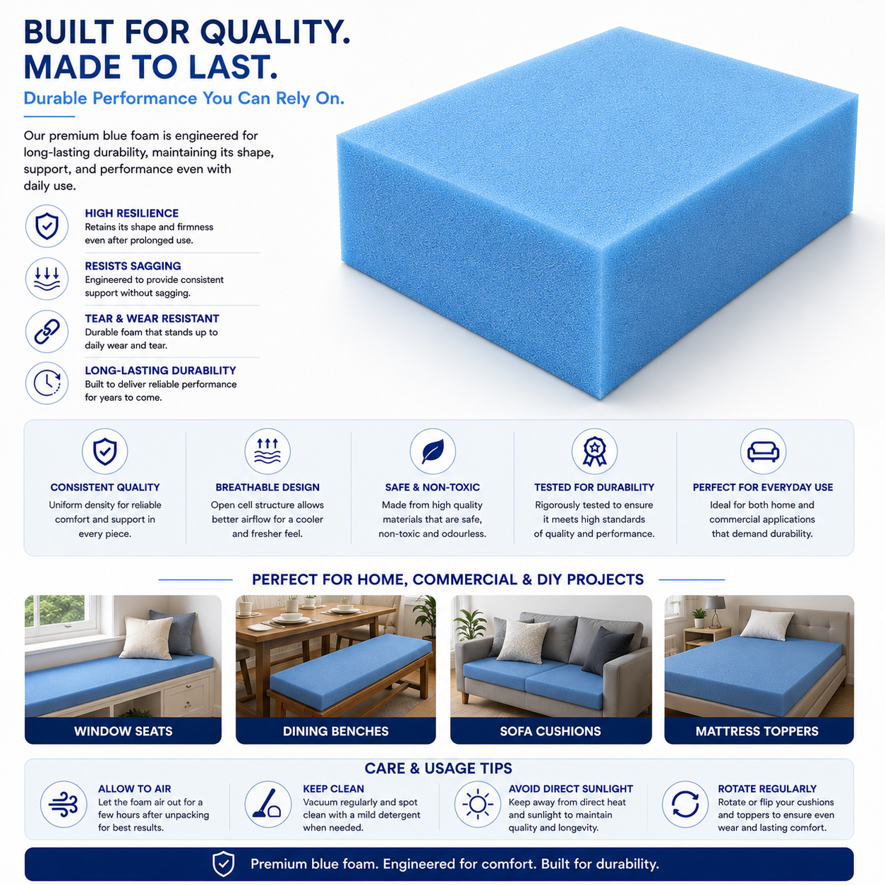 Square Foam for Chair Seats | DIY Upholstery | Luxe & Komfort