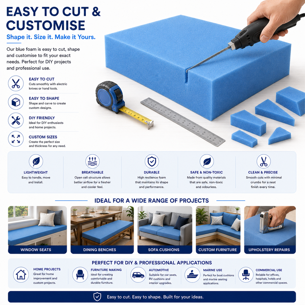 Square Foam for Chair Seats | DIY Upholstery | Luxe & Komfort