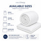 UK duvet sizes — Single 135x200, Double 200x200, King 230x220, Super King 260x220 cm — Luxe & Komfort