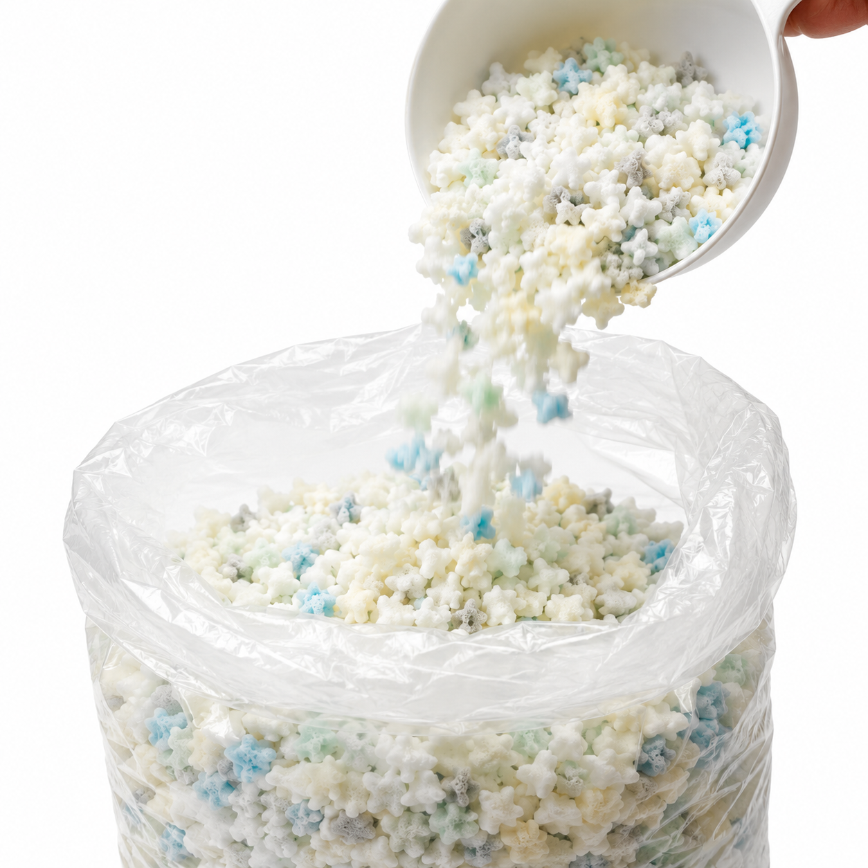 Sealed bag of loose foam crumb filling — Luxe & Komfort