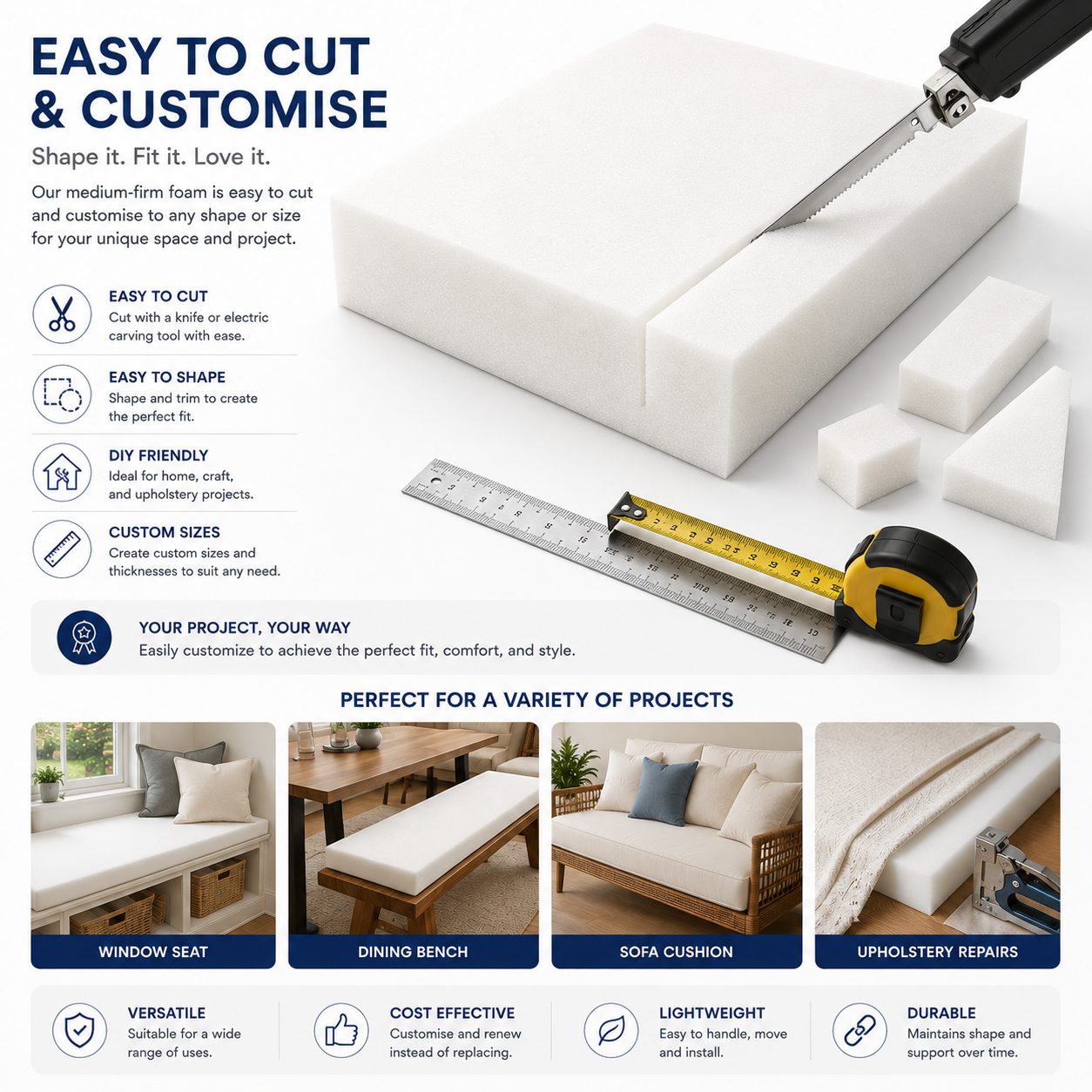 Square Foam for Chair Seats | DIY Upholstery | Luxe & Komfort