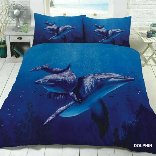 3D Dophin Print Duvet Set Cover & Pillow Cases