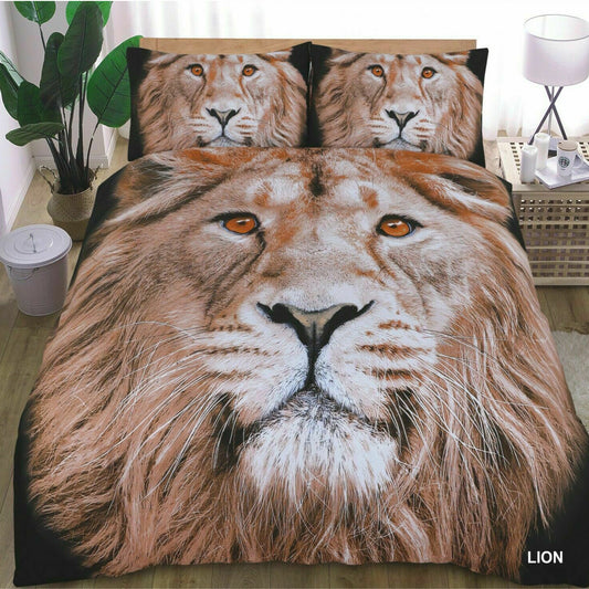 3D Lion Print Duvet Set Cover & Pillow Cases
