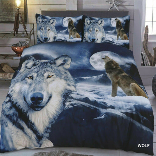 3D Wolf Print Duvet Set Cover & Pillow Cases