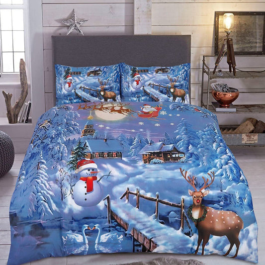 3D Christmas Festive Season Duvet Cover Set Presents Two Pillow Case and Quilt Bedding Set