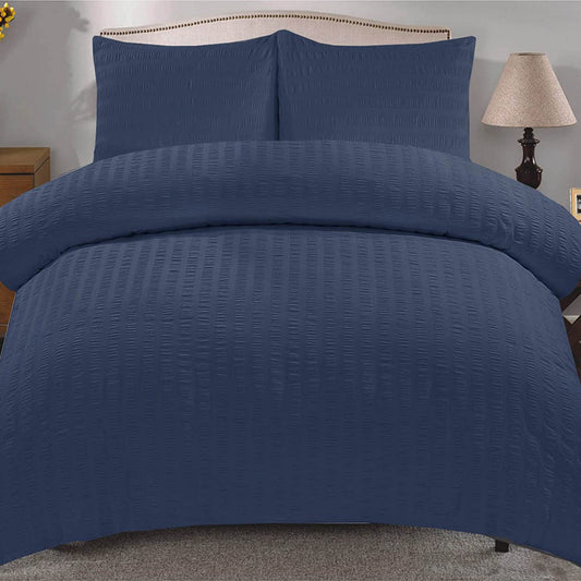 Luxury Textured Seersucker Soft Breathable Rich Cotton Duvet Cover & Pillow Case