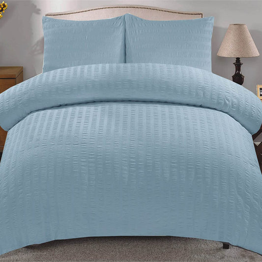 Luxury Textured Seersucker Soft Breathable Rich Cotton Duvet Cover & Pillow Case