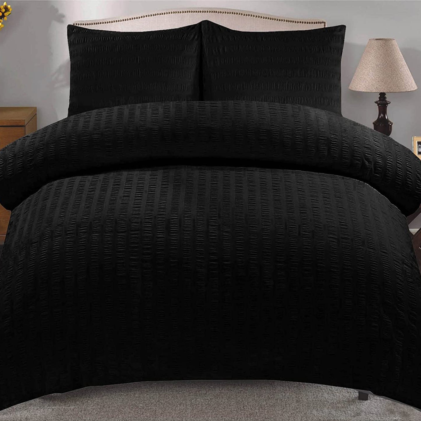 Luxury Textured Seersucker Soft Breathable Rich Cotton Duvet Cover & Pillow Case