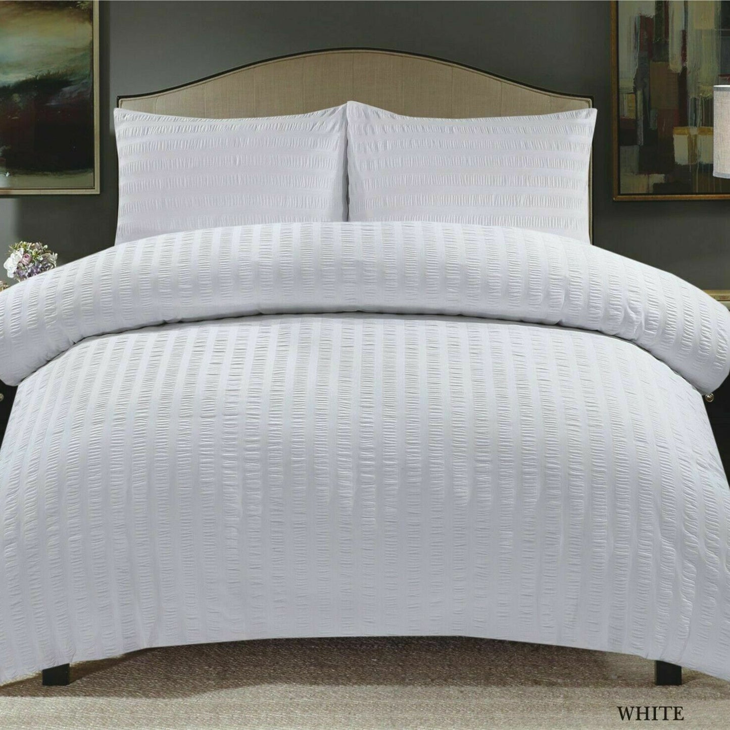 Luxury Textured Seersucker Soft Breathable Rich Cotton Duvet Cover & Pillow Case