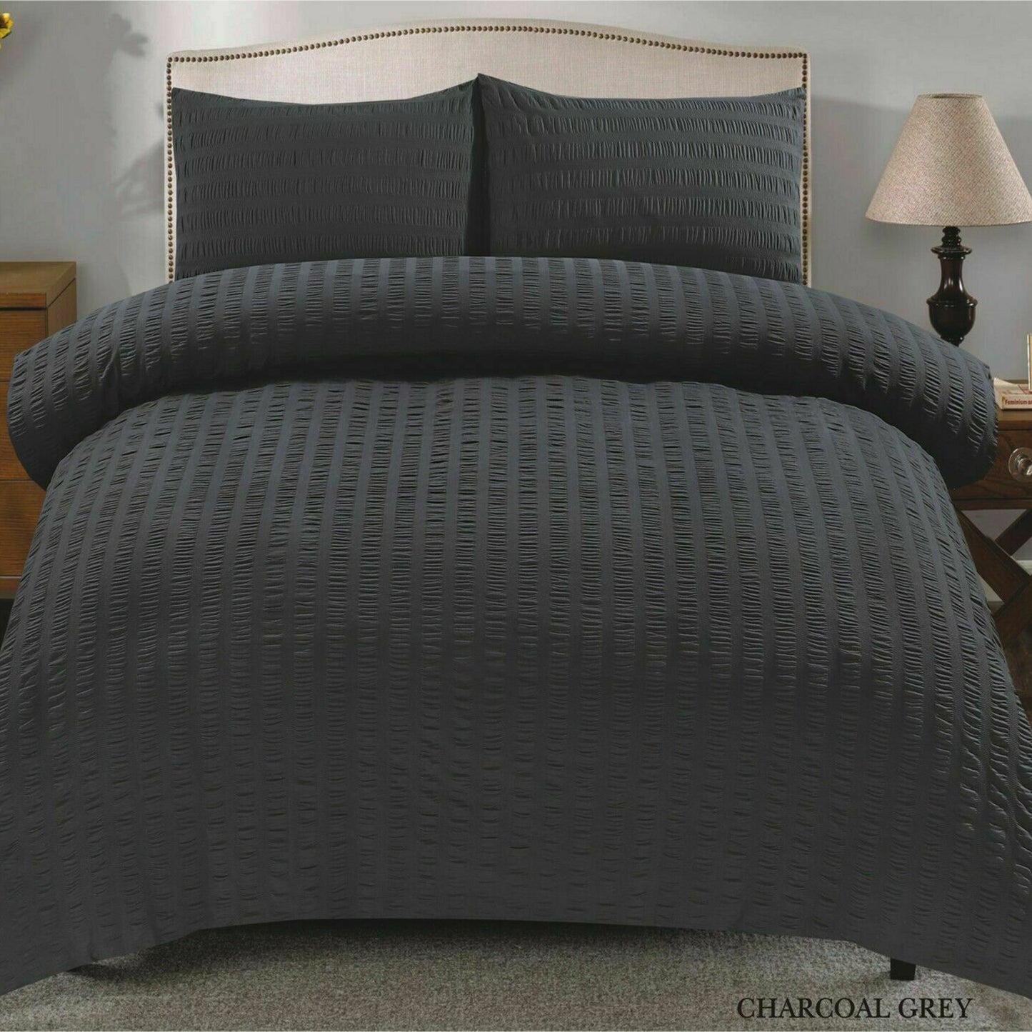 Luxury Textured Seersucker Soft Breathable Rich Cotton Duvet Cover & Pillow Case