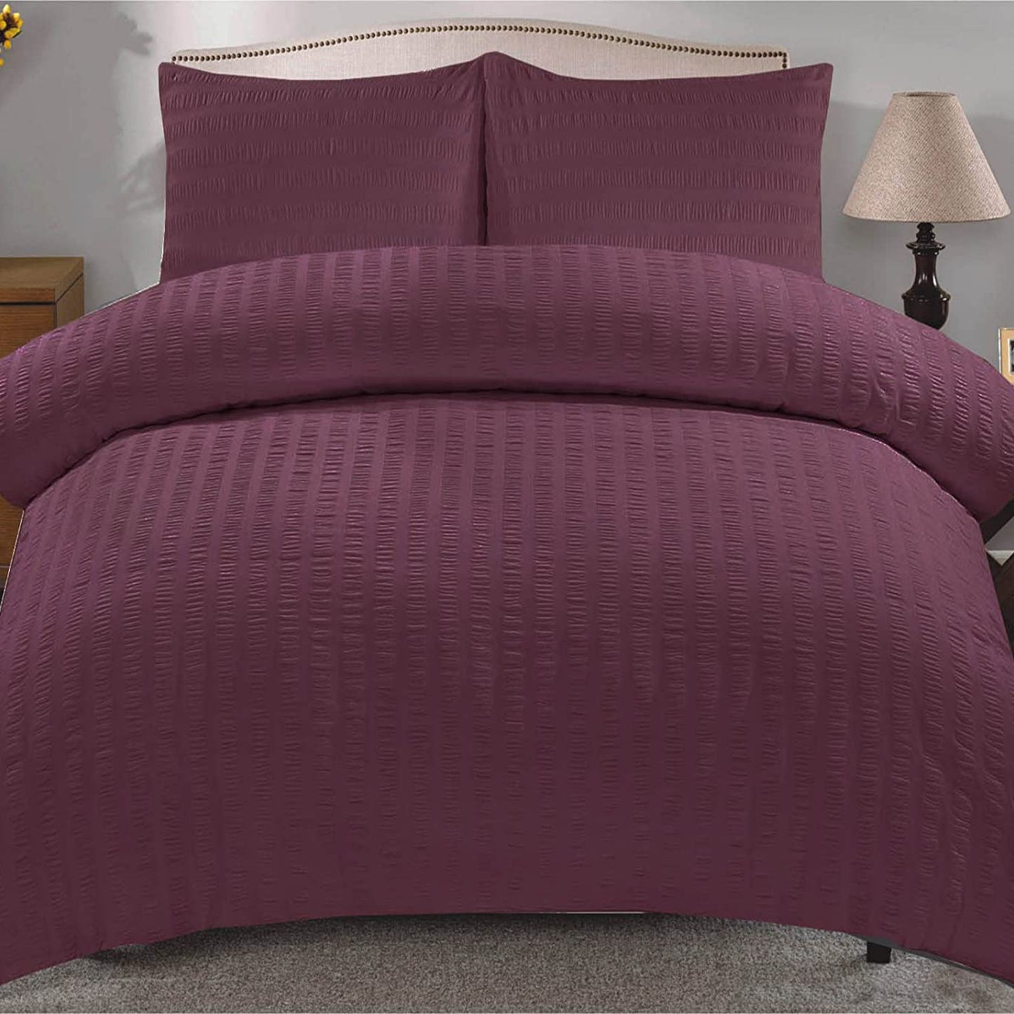 Luxury Textured Seersucker Soft Breathable Rich Cotton Duvet Cover & Pillow Case