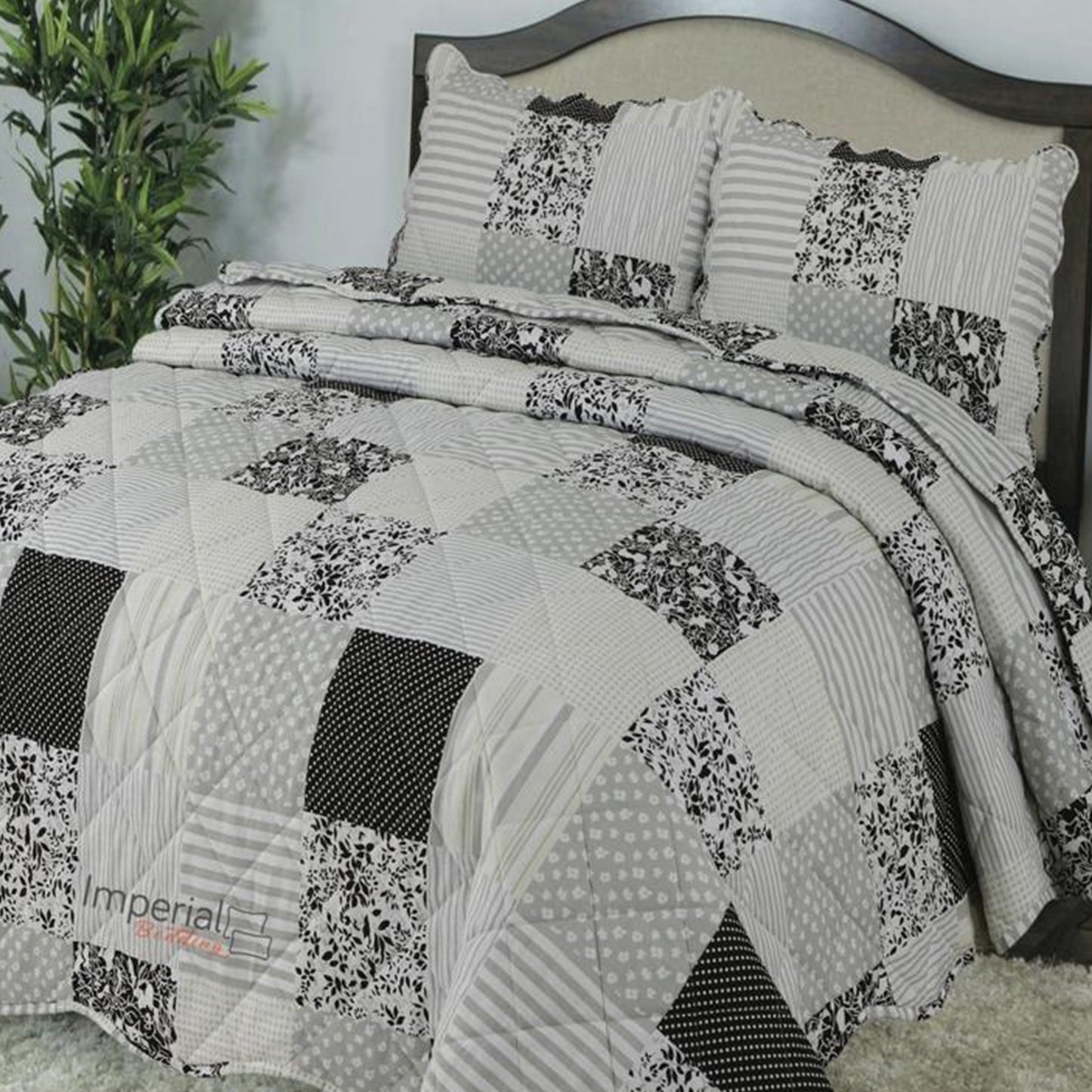 3 Pcs Quilted Bedspread Embossed Comforter Set