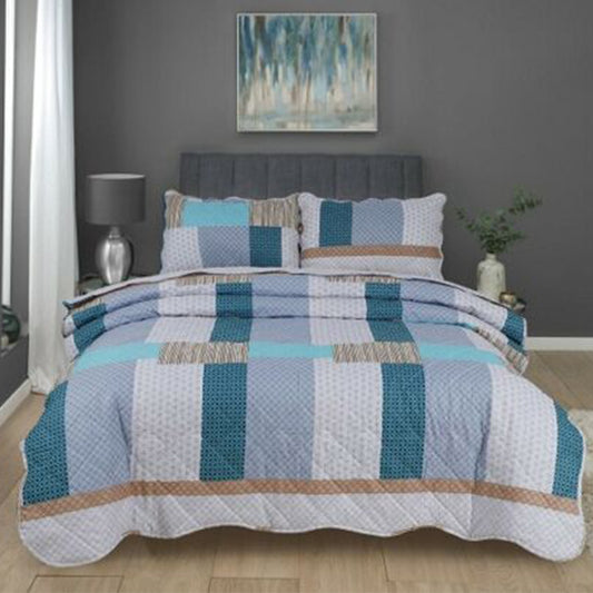 3 Pcs Quilted Bedspread Embossed Comforter Set