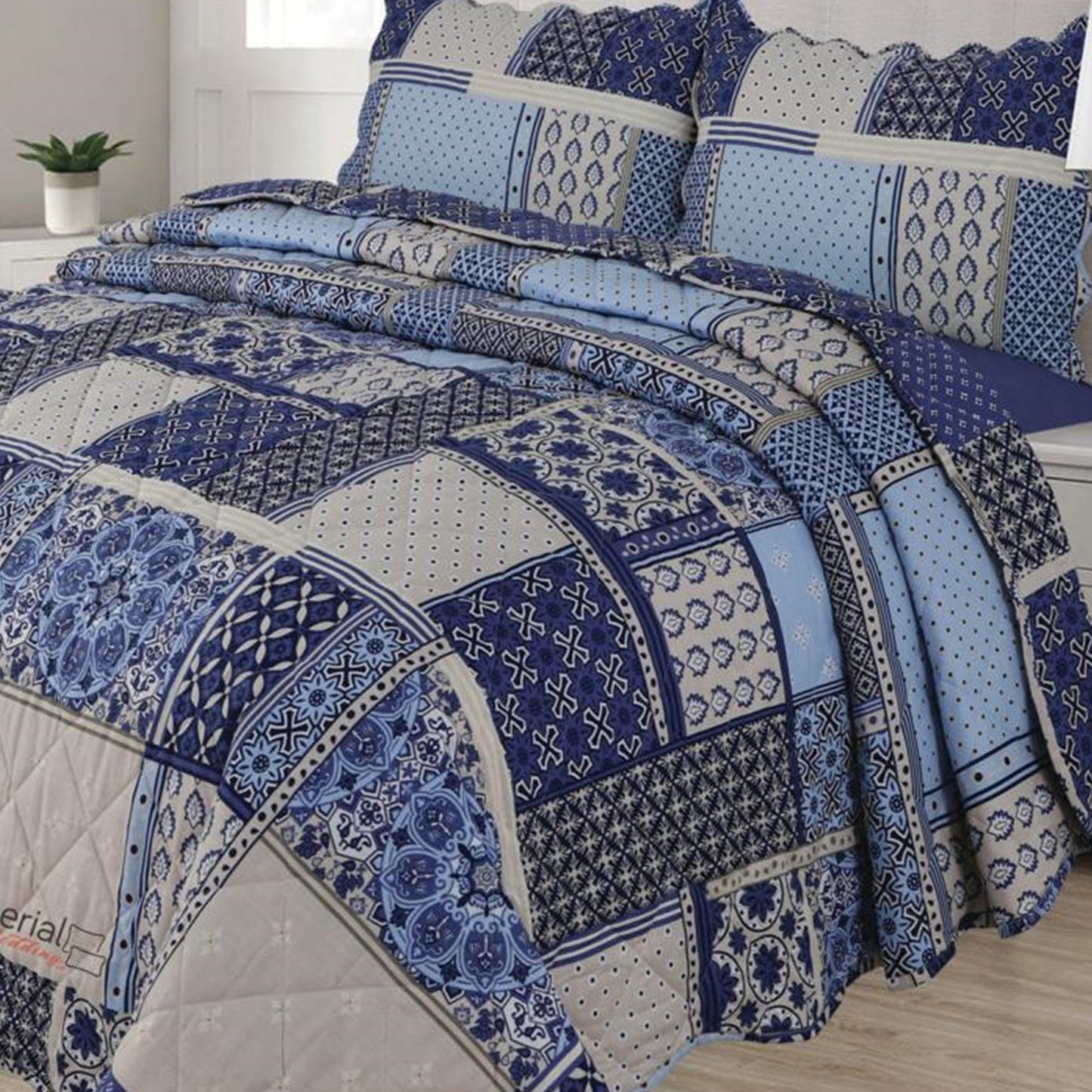 3 Pcs Quilted Bedspread Embossed Comforter Set